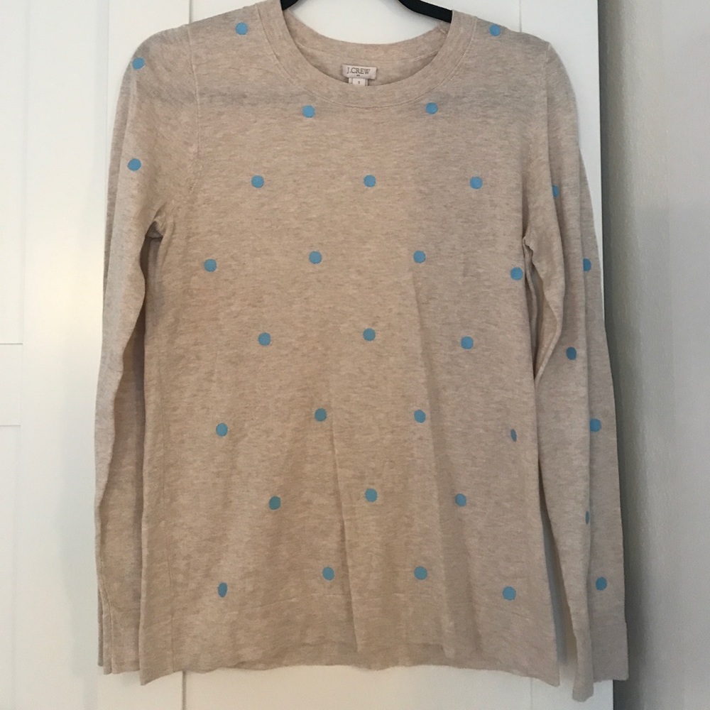Polka Dot Embroidered Crewneck Sweater